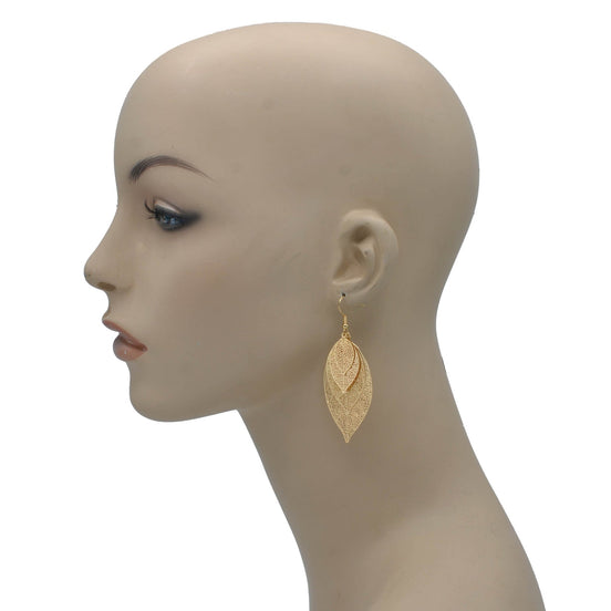 Gold Graduated Four Leaves Dangle Earrings #SQ321-08150011G (BB10)