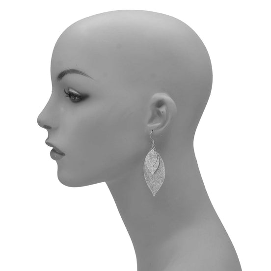 Silver Graduated Four Leaves Dangle Earrings #SQ321-08150011S