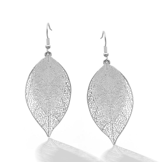 Silver Graduated Four Leaves Dangle Earrings #SQ321-08150011S