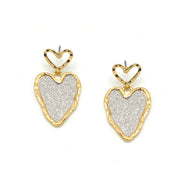 GOLD HEART GLITTER EARRINGS#SQAW091103