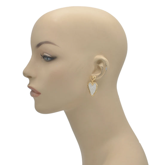 GOLD HEART GLITTER EARRINGS#SQAW091103