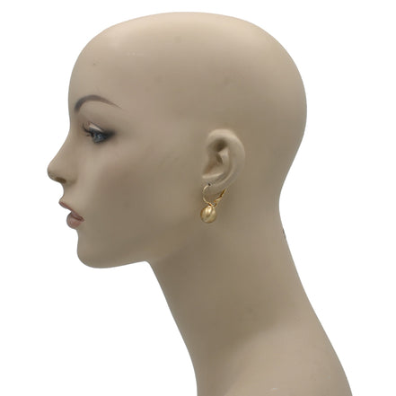 GOLD MATTE FINISHED ROUND BALL EARRINGS #SQGN08135G