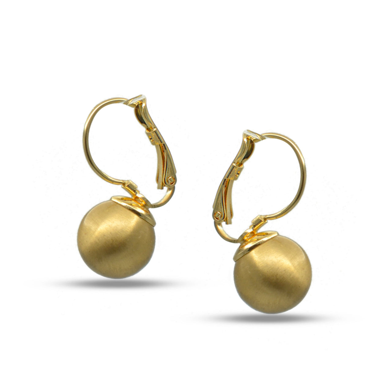 GOLD MATTE FINISHED ROUND BALL EARRINGS #SQGN08135G
