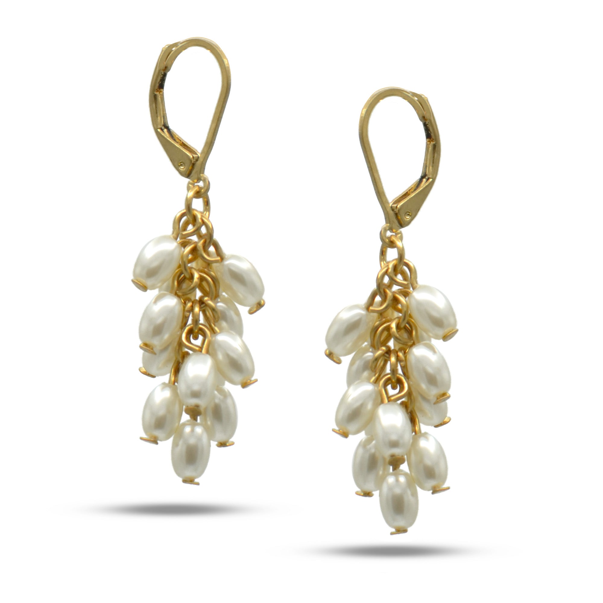 GOLD PEARL TASSEL EARRINGS #GOLDSQHX092006G(ND17)