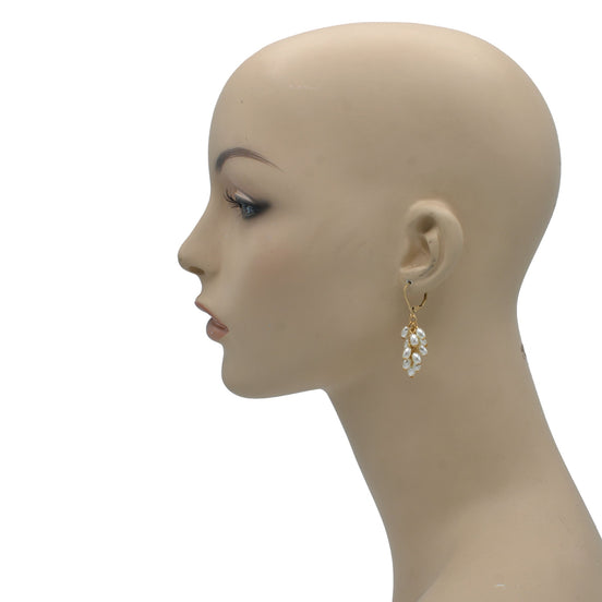 GOLD PEARL TASSEL EARRINGS #GOLDSQHX092006G(ND17)