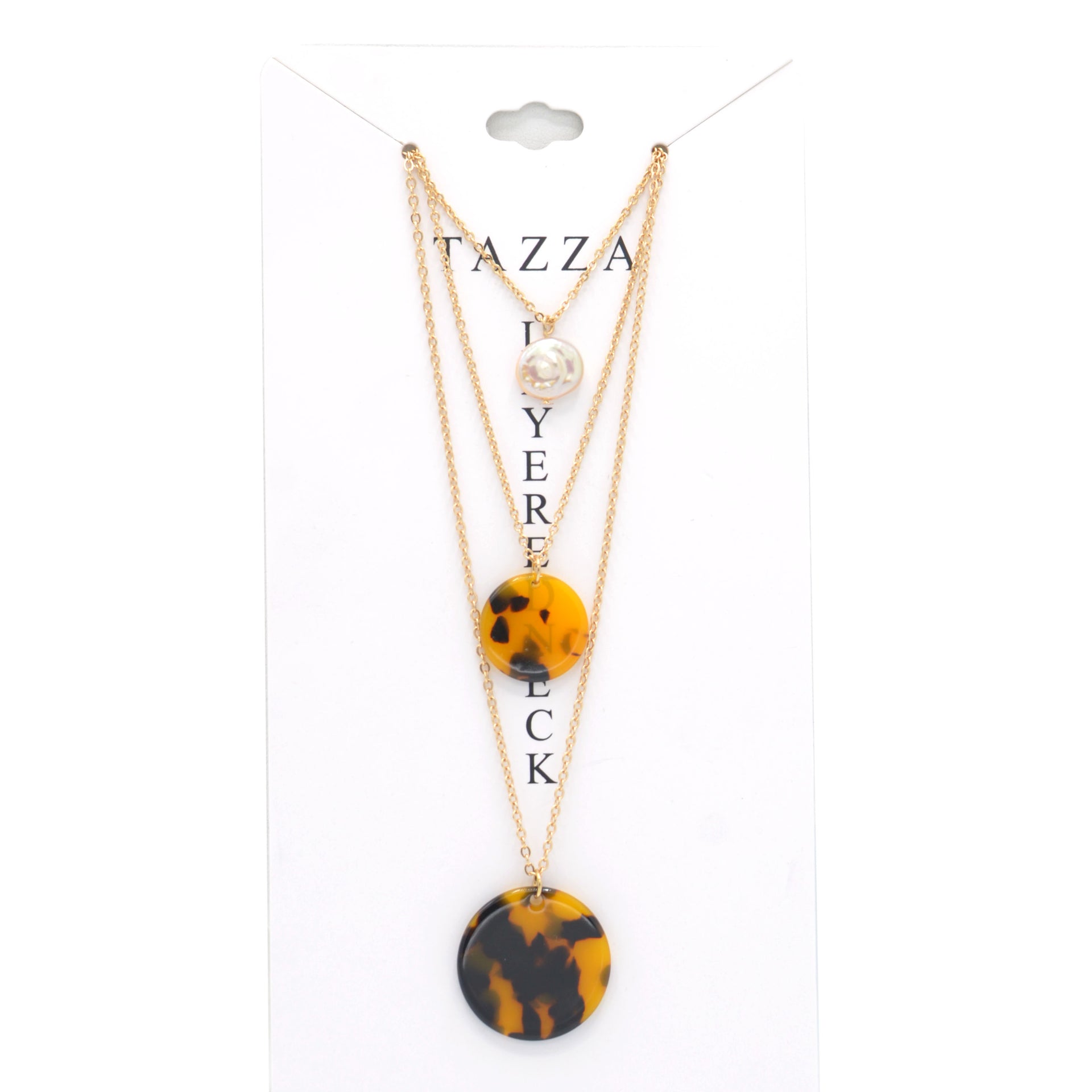 GOLD FAUX AMBER LAYER NECKLACE#SQGN091908 (LC23)