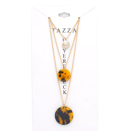 GOLD FAUX AMBER LAYER NECKLACE#SQGN091908 (LC23)