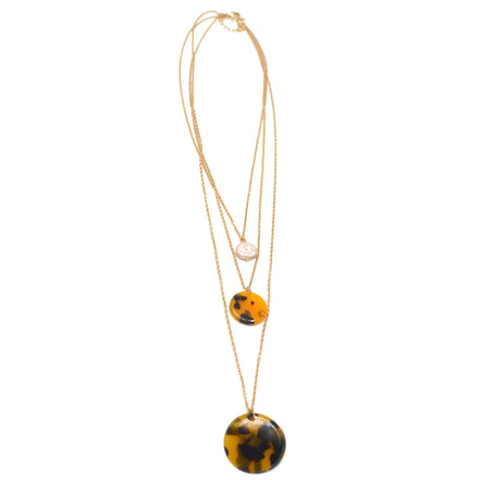GOLD FAUX AMBER LAYER NECKLACE#SQGN091908 (LC23)