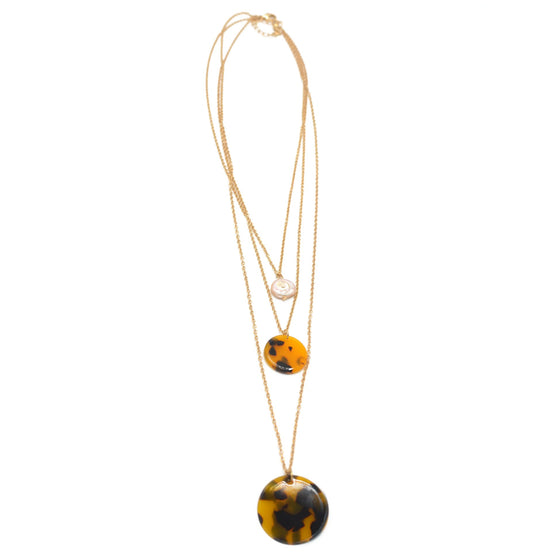 GOLD FAUX AMBER LAYER NECKLACE#SQGN091908 (LC23)
