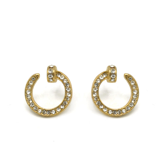 Gold Open Loop crystal Nail Stud Earrings #SQGN0830015G(OF22)