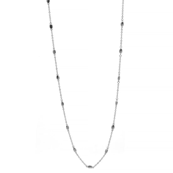 SILVER RICE BEAD NECKLACE AND EARRINGS SET #SQHX091602S (ME10)