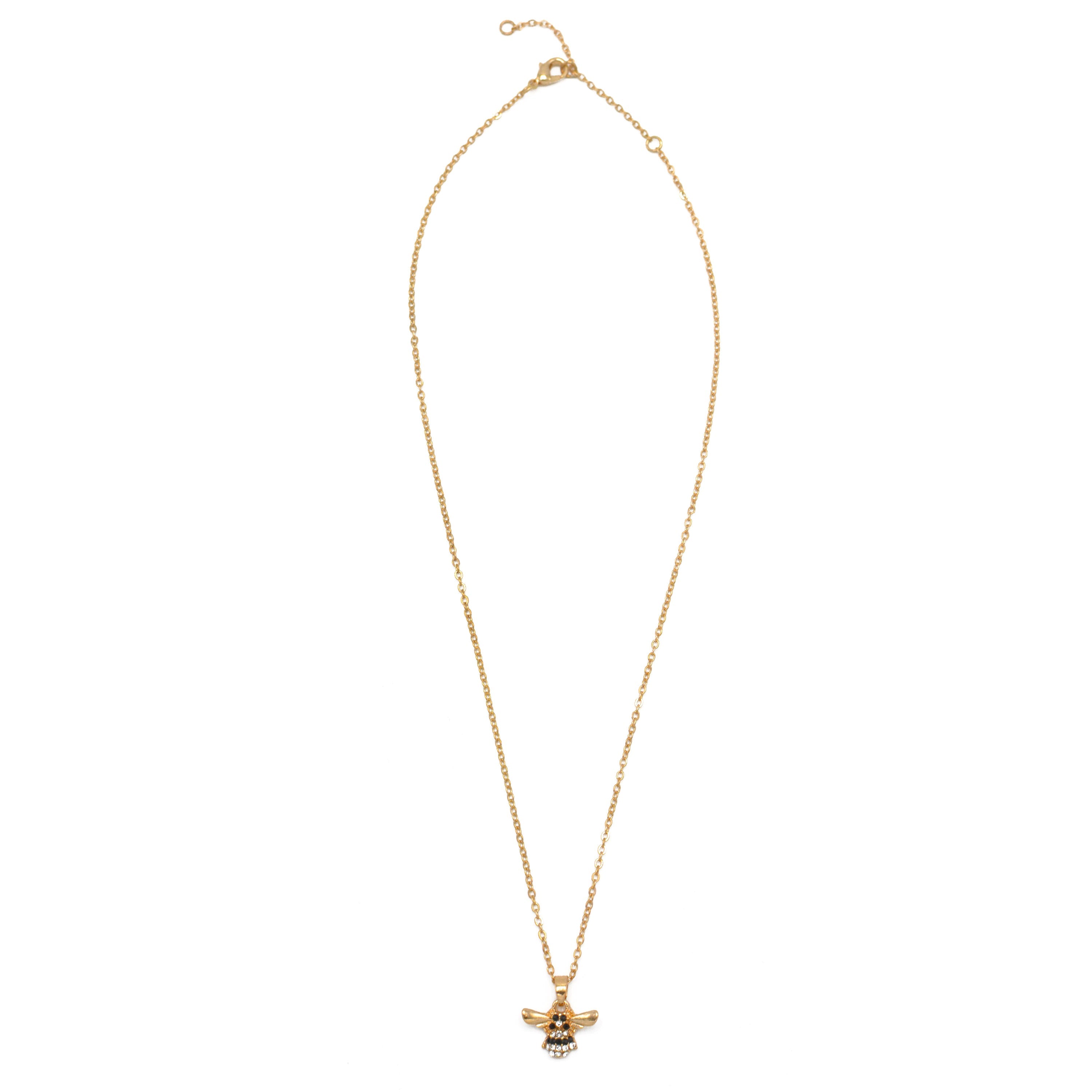 GOLD BEE PENDANT SHORT NECKLACE #SQXL-5163 (LH1)