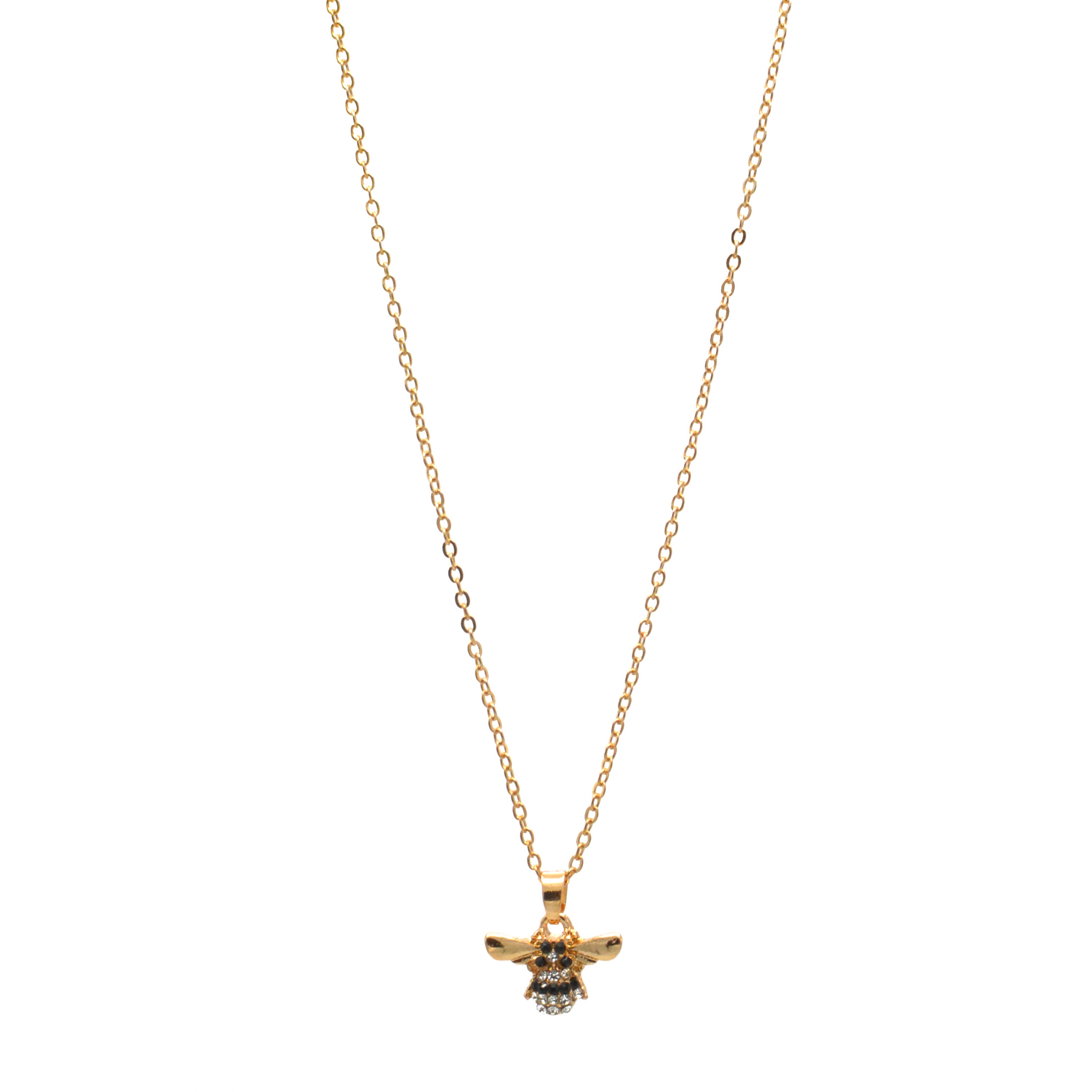 GOLD BEE PENDANT SHORT NECKLACE #SQXL-5163 (LH1)