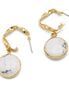GOLD ROUND MARBLE RESIN STUD EARRINGS#SQGN091607WH (HE1)