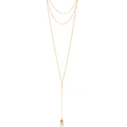 GOLD PEARL LAYER TASSEL LONG NECKLACE#SQGN091903 (IB15/MF12)