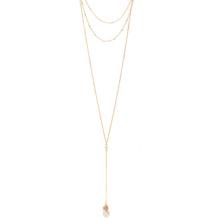 GOLD PEARL LAYER TASSEL LONG NECKLACE#SQGN091903 (IB15/MF12)