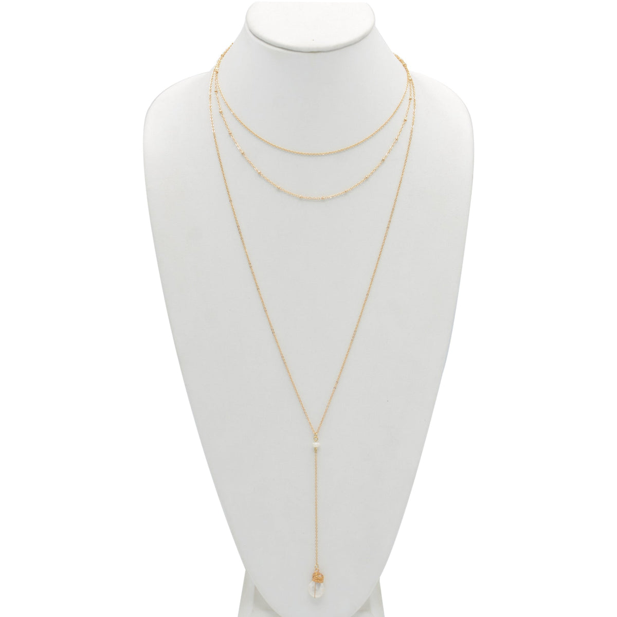 GOLD PEARL LAYER TASSEL LONG NECKLACE#SQGN091903 (IB15/MF12)