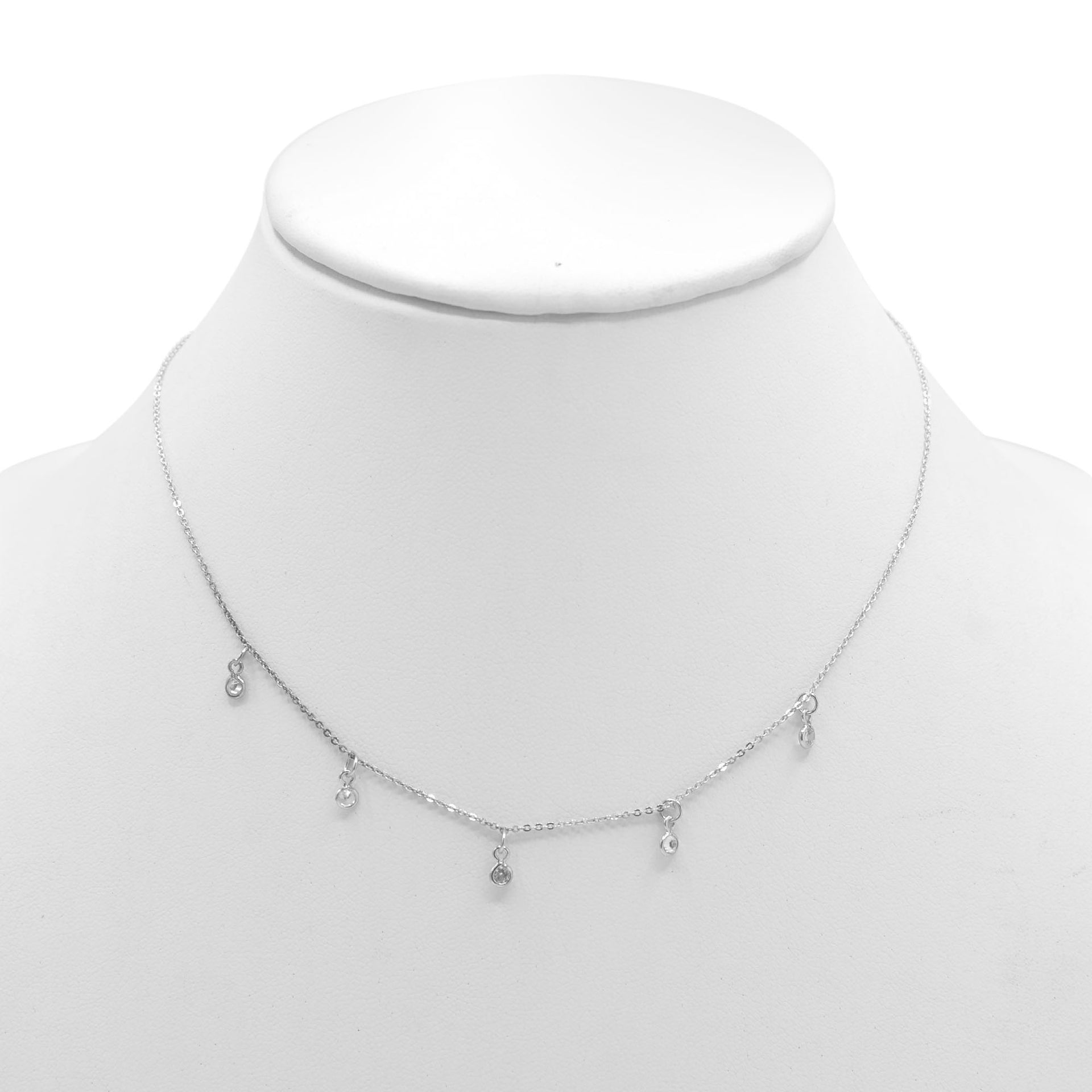 SILVER CRYSTAL CHAIN SHORT NECKLACE #N0820RCR (LG16)