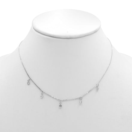 SILVER CRYSTAL CHAIN SHORT NECKLACE #N0820RCR (LG16)