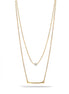 GOLD BAR AND PEARL2 ROW LAYER NECKLACE#N19505GD (SB6)