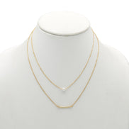 GOLD BAR AND PEARL2 ROW LAYER NECKLACE#N19505GD (SB6)
