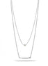 RHODIUM BAR AND PEARL2 ROW LAYER NECKLACE#N19505RH (SB6)