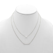 RHODIUM BAR AND PEARL2 ROW LAYER NECKLACE#N19505RH (SB6)