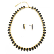 GOLD BLACK NECKLACE AND EARRINGS SET#HNN+E89815GDBK (RG27/RH27)
