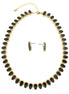 GOLD BLACK NECKLACE AND EARRINGS SET#HNN+E89815GDBK (RG27/RH27)