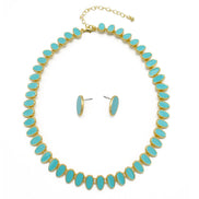 GOLD TURQUOISE NECKLACE AND EARRINGS SET#HNN+E89815GDTQ
