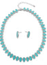SILVER TURQUOISE NECKLACE AND EARRINGS SET#HNN+E89815SLTQ
