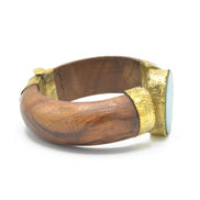 GOLD TURQUOISE WOODEN BANGLE# FWNK-1910-24