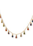 Gold Multi-Color Teardrop Charm Necklace – 16" Adjustable Chain#SQGN102212 (LD19)