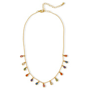 Gold Multi-Color Teardrop Charm Necklace – 16