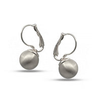 SILVER MATTE FINISHED ROUND BALL EARRINGS #SQGN08135S (GB14)