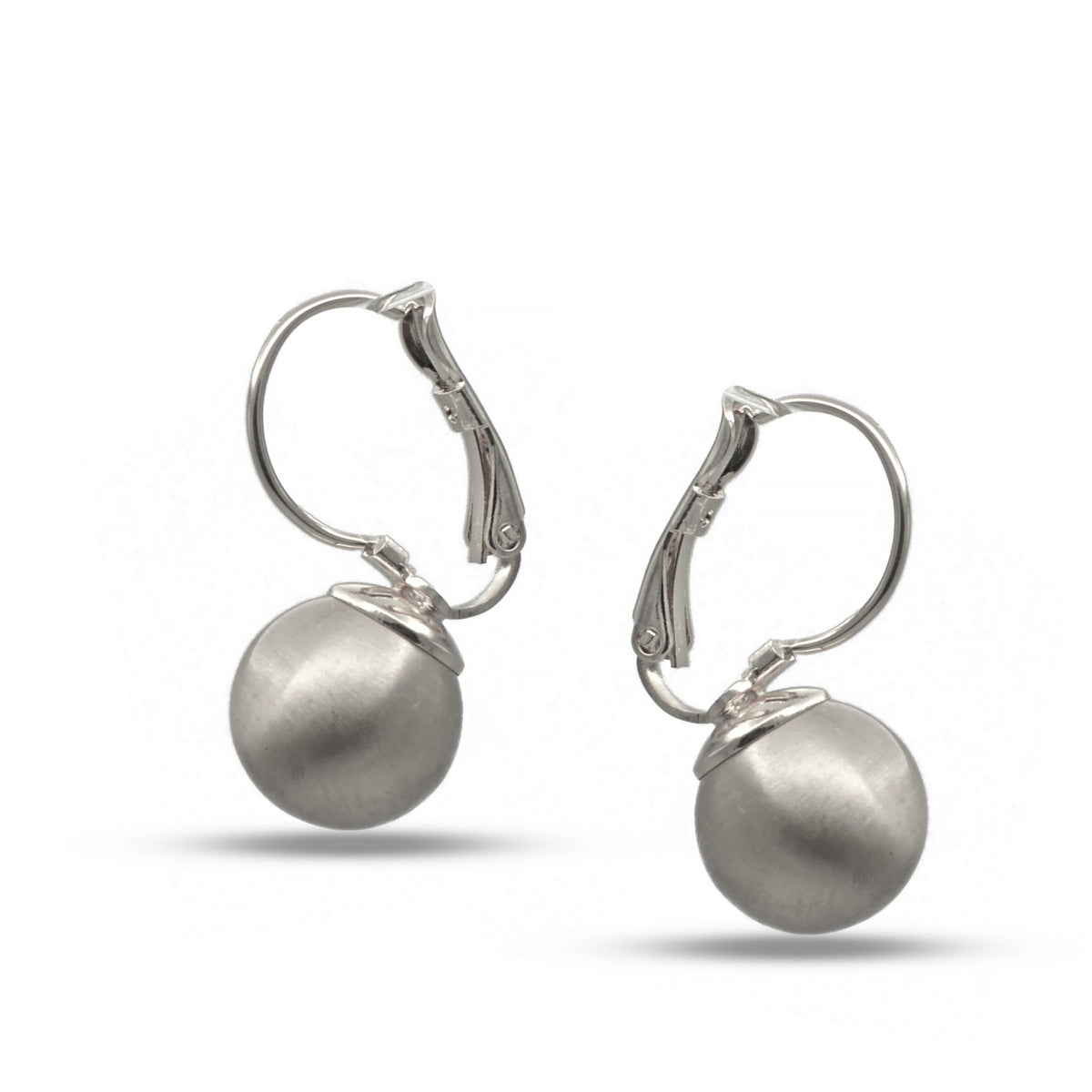 SILVER MATTE FINISHED ROUND BALL EARRINGS #SQGN08135S (GB14)