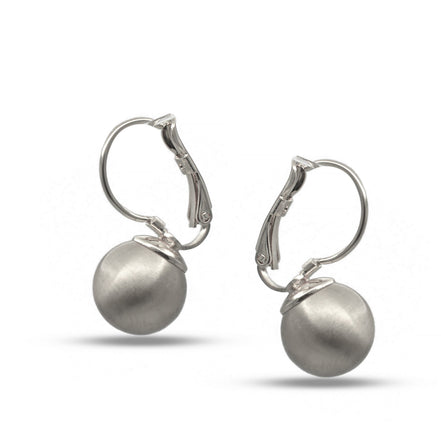 SILVER MATTE FINISHED ROUND BALL EARRINGS #SQGN08135S (GB14)