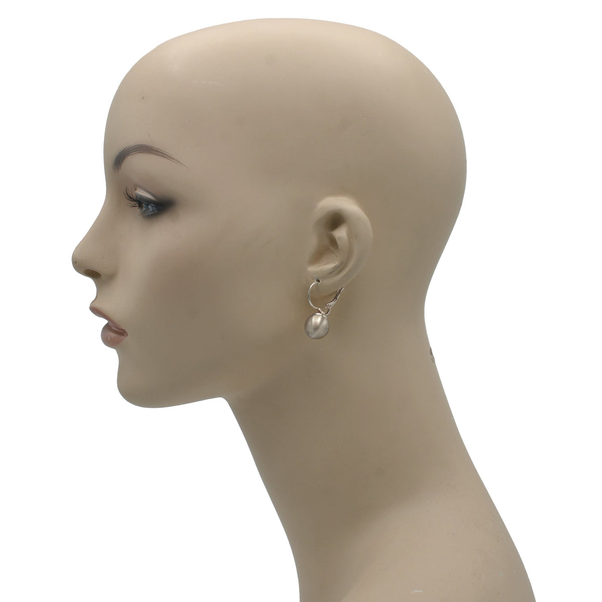SILVER MATTE FINISHED ROUND BALL EARRINGS #SQGN08135S (GB14)