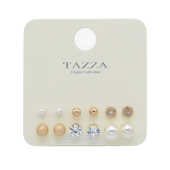 GOLD PAIR OF 6 POST EARRINGS# SQGN1031-0020G (AC15)