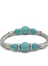 Silver and Turquoise Memory wire Stretch Bracelet #SQGN102201 (LE27)
