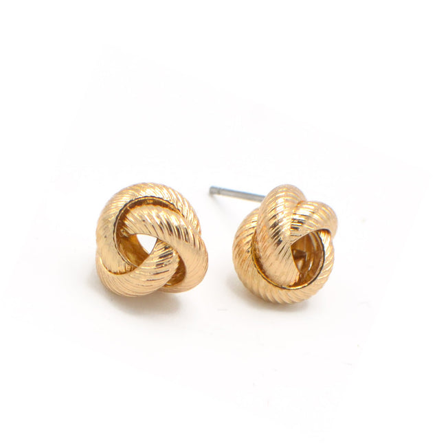 GOLD KNOT STUD EARRINGS#SQGN102216G (HH4)