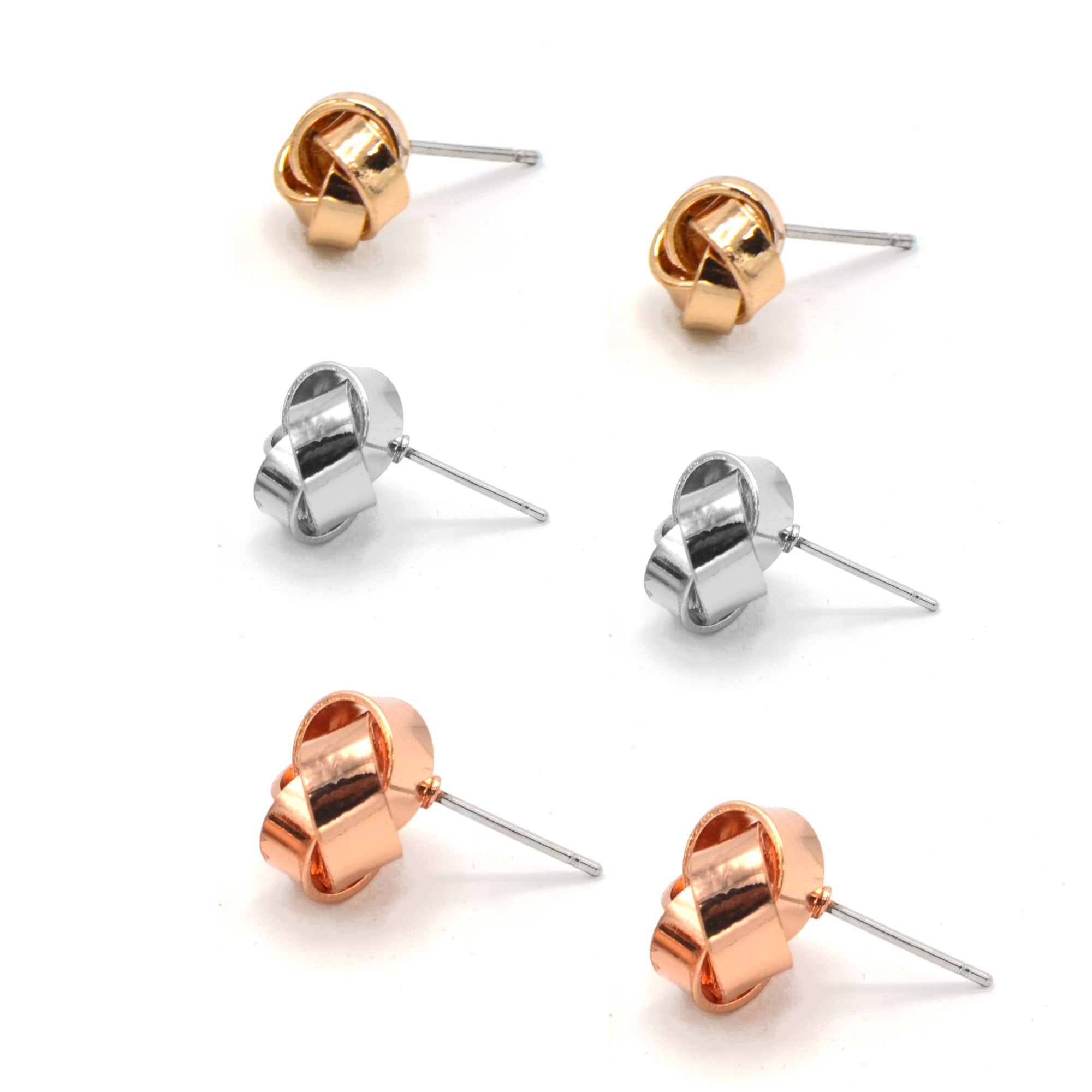 TRI-TONE 3 PAIR STUD EARRINGS#SQGN102217TRI (GC2)