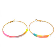 GOLD MULTI COLOR TREAD HOOP EARRINGS#SQGN102218 (BD12)