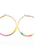GOLD MULTI COLOR TREAD HOOP EARRINGS#SQGN102218 (BD12)