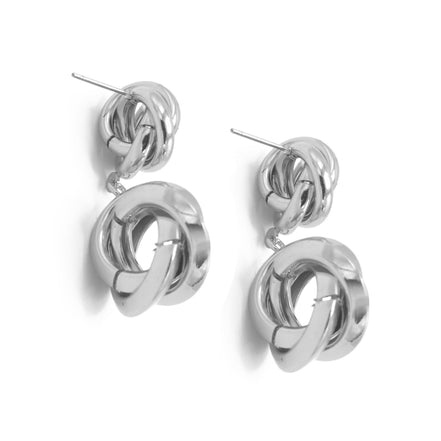 SILVER INTERLOCKING OOST EARRINGS #SQMDD1017-24S (SF16)