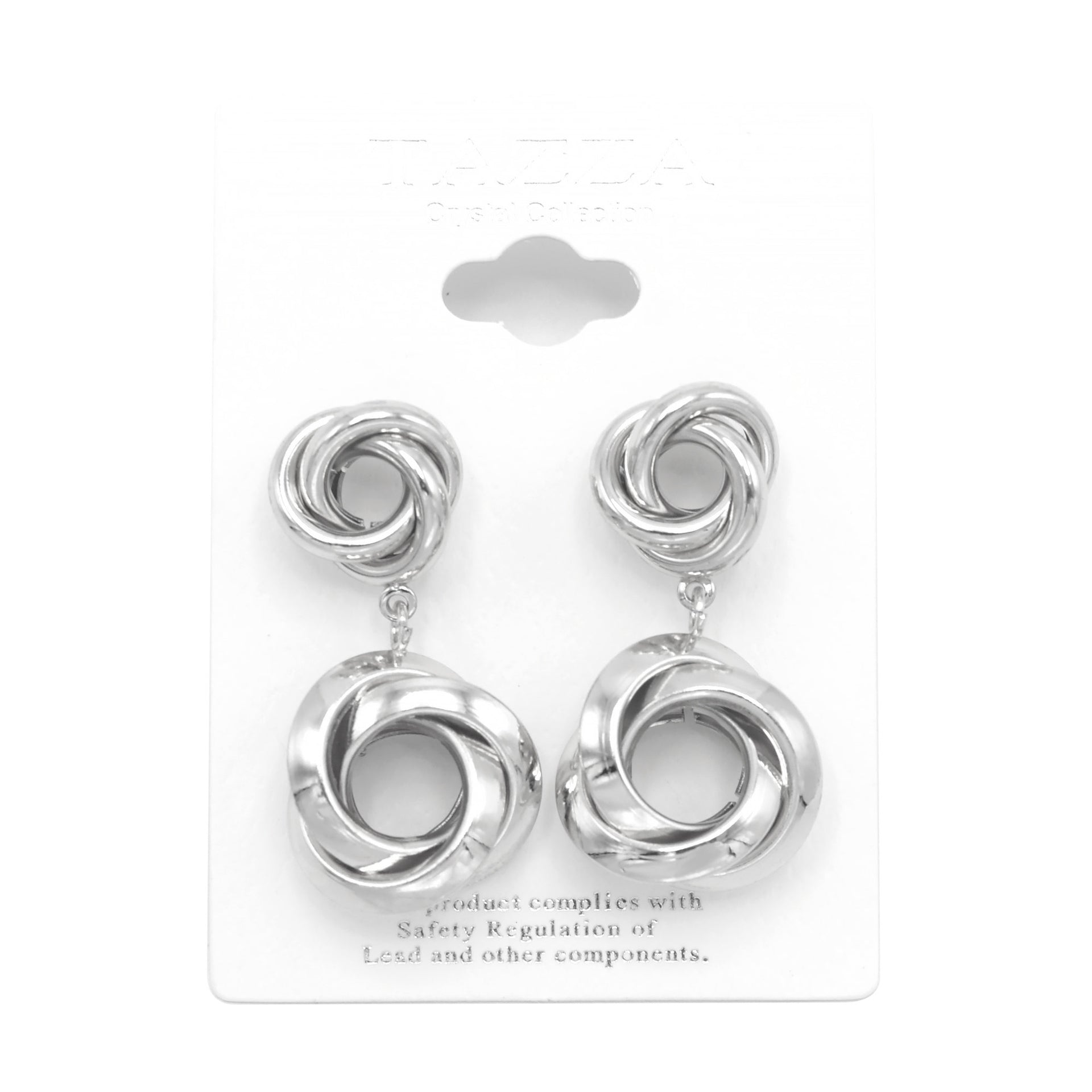 SILVER INTERLOCKING OOST EARRINGS #SQMDD1017-24S (SF16)