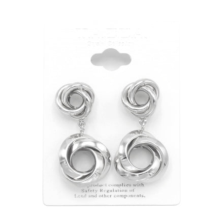 SILVER INTERLOCKING OOST EARRINGS #SQMDD1017-24S (SF16)