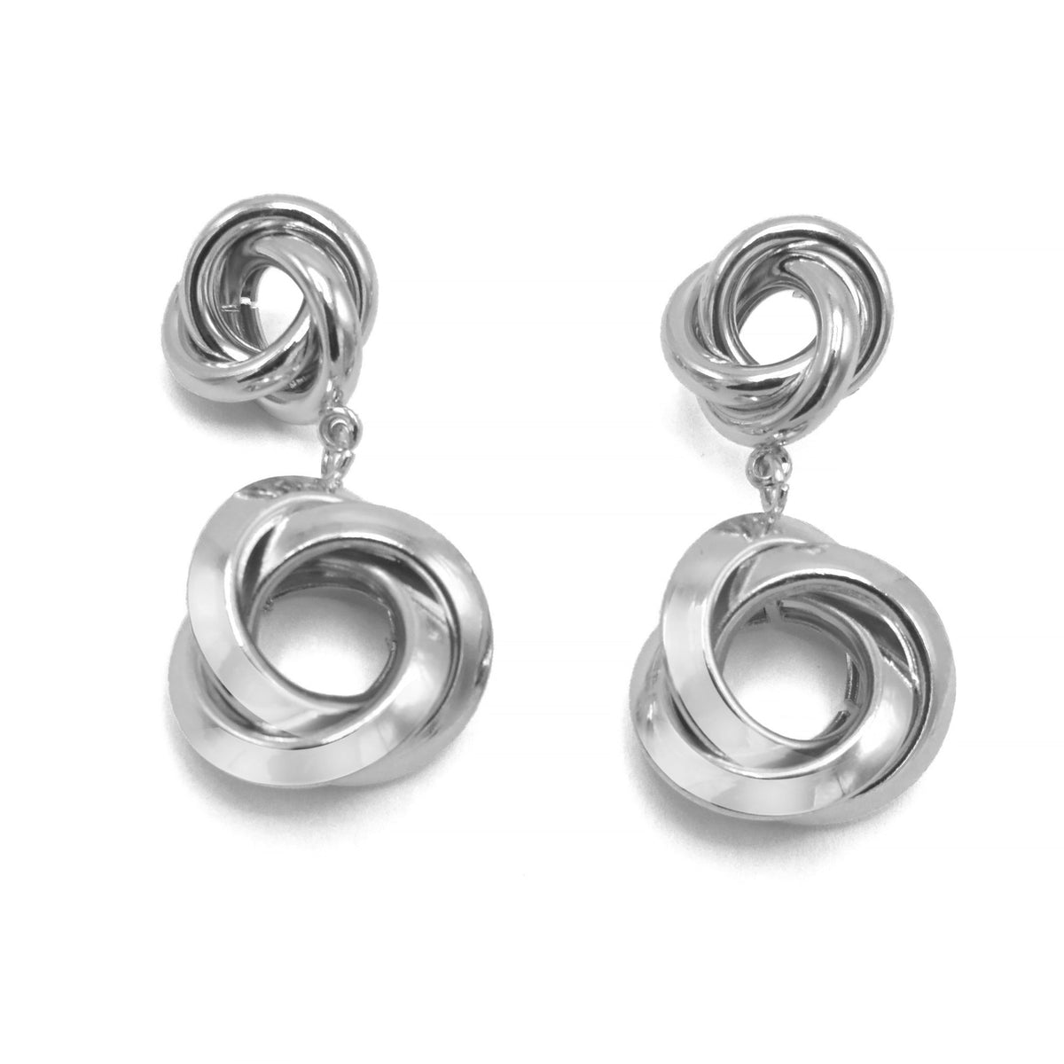 SILVER INTERLOCKING OOST EARRINGS #SQMDD1017-24S (SF16)