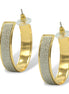 Gold & Glitter Textured Hoop Earrings 1.5"#SQMDD1017-32G(LE6)