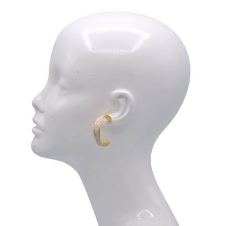 Gold & Glitter Textured Hoop Earrings 1.5"#SQMDD1017-32G(LE6)